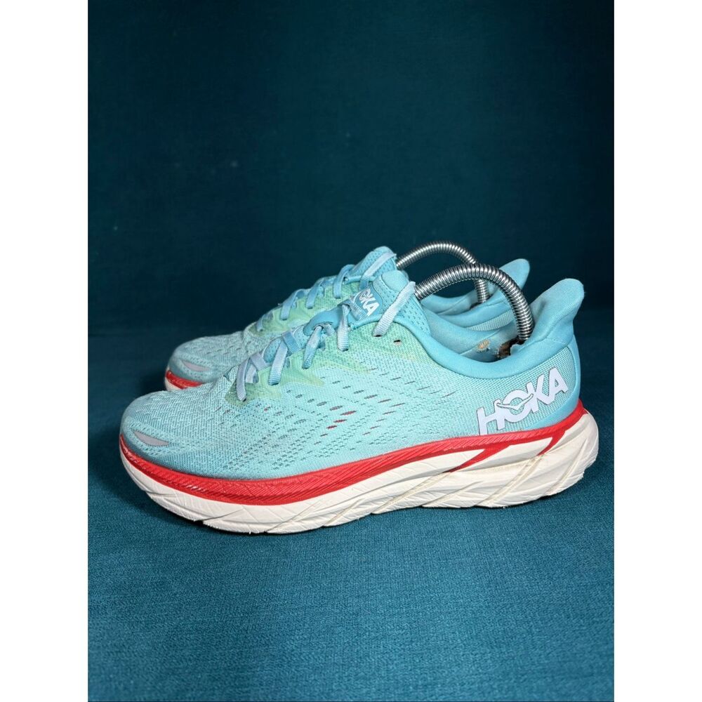 Hoka Women's Aqua and Coral Athletic Running Shoes
